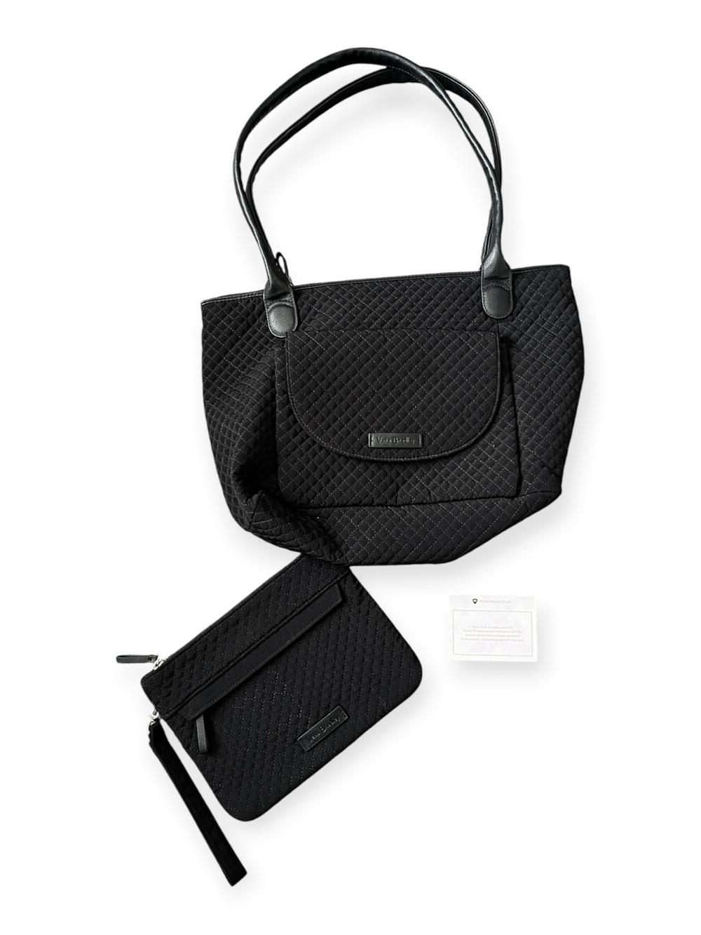 NWOT Vera Bradley Quilted Black Tote with Matching Wristlet